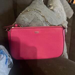 DKNY Bryant Park Saffiano Leather Demi Crossbody Bag in Raspberry Pink